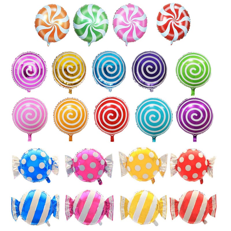 Oiuros 42 pcs 18" Sweet Candy Balloons, Round Lollipop Balloon, Birthday Wedding Party Balloons, Party Supplies - Image 1